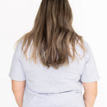 Back view of the light grey Indiana breastfeeding tee