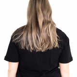 Back view of the Indiana breastfeeding tee in black